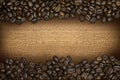 A border of coffee beans Royalty Free Stock Photo
