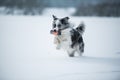 Border collie dog running in winter landscape Royalty Free Stock Photo