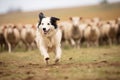 a border collie herding sheep Royalty Free Stock Photo
