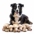 border collie herding sheep on white isolate background Royalty Free Stock Photo