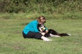 Border collie and owner