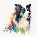 Border Collie Watercolor Portrait Dog Painting