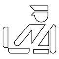 Border control concept Customs officer check baggage Detailed luggage control Baggage control sign icon black color outline