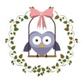 border of creepers with owl on swing