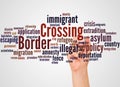 Border Crossing word cloud and hand with marker concept