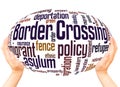 Border Crossing word cloud hand sphere concept
