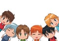 Border of cute anime tennagers facial expression
