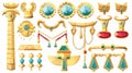 Border and divider icon for a game. Cartoon modern illustration of treasure ancient Egypt frame asset made of gold with Royalty Free Stock Photo