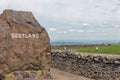 Border between England and Scotland at Carter Bar with rock