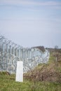 Border fence between Rastina Serbia & Bacsszentgyorgy Hungary. This border wall was built in 2015 to stop incoming refugees