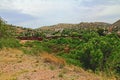 Border Fence Separating the US from Mexico Near Nogales, Arizona Royalty Free Stock Photo