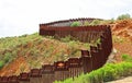 Border Fence Separating the US from Mexico Near Nogales, Arizona Royalty Free Stock Photo