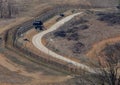 The border fence separating North and South Korea with guard tower