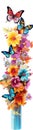 Border, frame. Butterfly abstract collage made from fresh summer flowers. Isolated Royalty Free Stock Photo