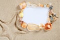 Border frame summer beach shell Royalty Free Stock Photo