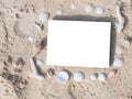 Border frame summer beach shell blank copy space Royalty Free Stock Photo