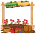 Border frame template with gardening theme background