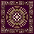 Border with golden baroque elements, golden chains on a dark background. damask seamless pattern with golden chains