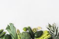 Border of green vegetables and fruits Royalty Free Stock Photo