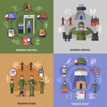 Border Guard 2x2 Icons Set Royalty Free Stock Photo