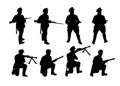 Border guards. Soldiers silhouettes set Royalty Free Stock Photo