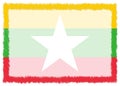 Border made with Myanmar national flag