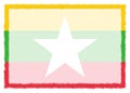 Border made with Myanmar national flag