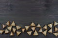 25 numbered advent cookies on brown wood Royalty Free Stock Photo