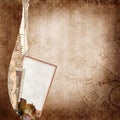 Border with old documents and photos on vintage background Royalty Free Stock Photo