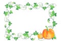 Border pattern with bright orange pumpkins