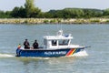 Romanian border police patrol boat on the Danube river Royalty Free Stock Photo