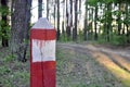 Border post in the forest. Place to copy Royalty Free Stock Photo
