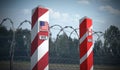 Border posts with flags of Usa and Canada Royalty Free Stock Photo