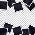 Border of realistic black photo frames on transparent background Royalty Free Stock Photo