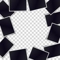 Border of realistic black photo frames on transparent background Royalty Free Stock Photo