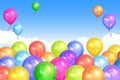 Border of realistic colorful helium balloons on sky Royalty Free Stock Photo