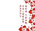 Border with red cherry flowers on white background for chinese new year Royalty Free Stock Photo