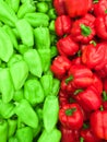 Border of red and green vegetables lying in a tray Royalty Free Stock Photo