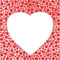 Border with red hearts. Greeting card design template decorated with heart made of small heart shapes. Royalty Free Stock Photo