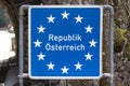 Border sign Austria at road Royalty Free Stock Photo