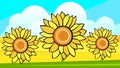 Border With Sunflowers Bouquet And Wild Flower. Vector Royalty Free Stock Photo