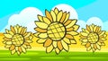 Border With Sunflowers Bouquet And Wild Flower. Vector Royalty Free Stock Photo