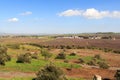 Border between Syria and Israeli occuppied Golan Heights with Quneitra Crossing, UNDOF camp Royalty Free Stock Photo