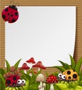 Border template with cute ladybugs in garden