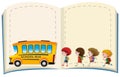 Border template with kids and schoolbus