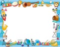 Border template with many school objects