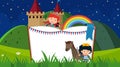 Border template with prince and princess in background Royalty Free Stock Photo