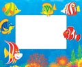 Border of tropical fishes Royalty Free Stock Photo