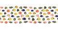 Border tropical reef fish seamless vector tile. Colorful fishes decor. Butterflyfish, Clown Triggerfish, Anemonefish, Angelfish,