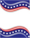 USA flag symbols wave pattern background frame.